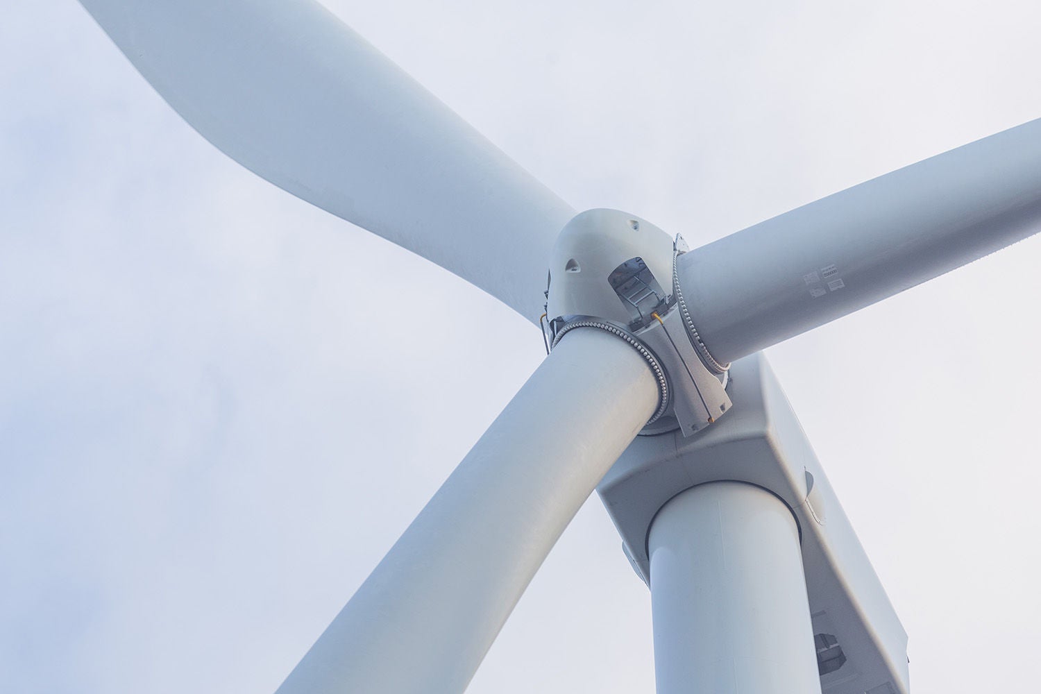 Close up of wind turbine center