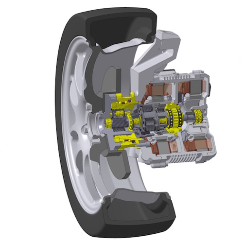 Diagram of NSK in-wheel hub motor